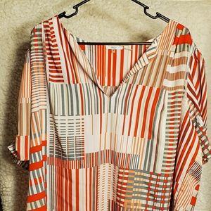 Orange and white over shirt 3X